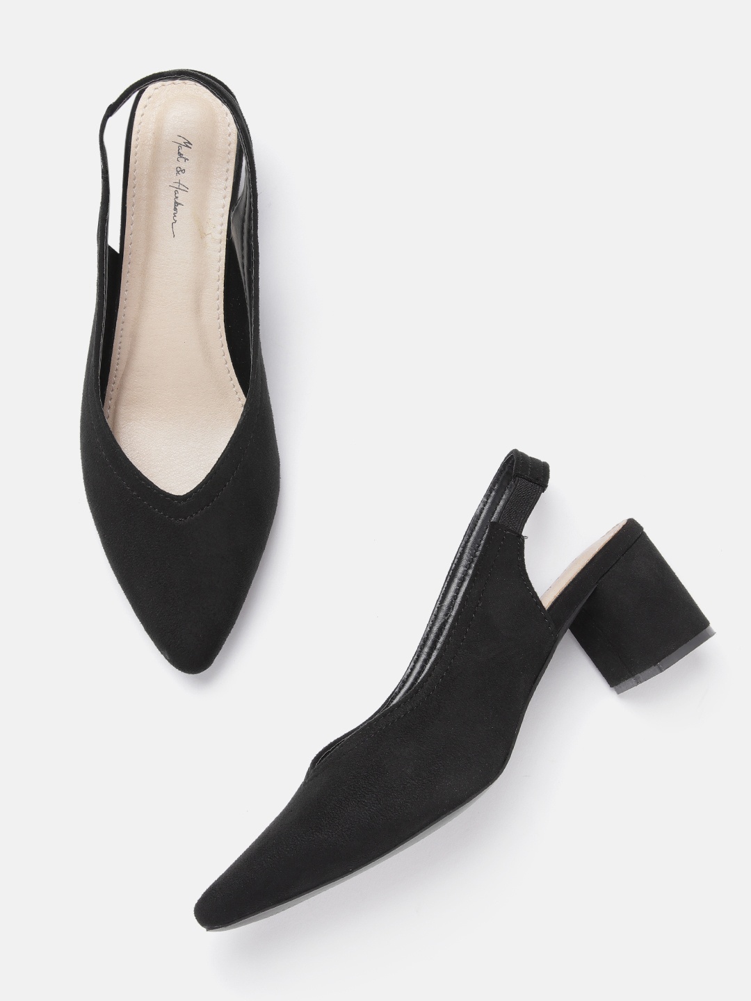 

Mast & Harbour Black Solid Block Mules with Suede Finish
