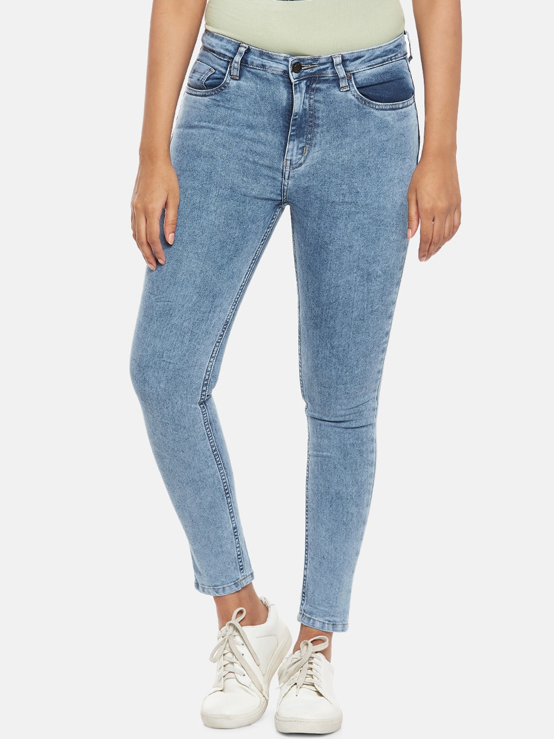 

People Women Blue Skinny Fit Light Fade Jeans