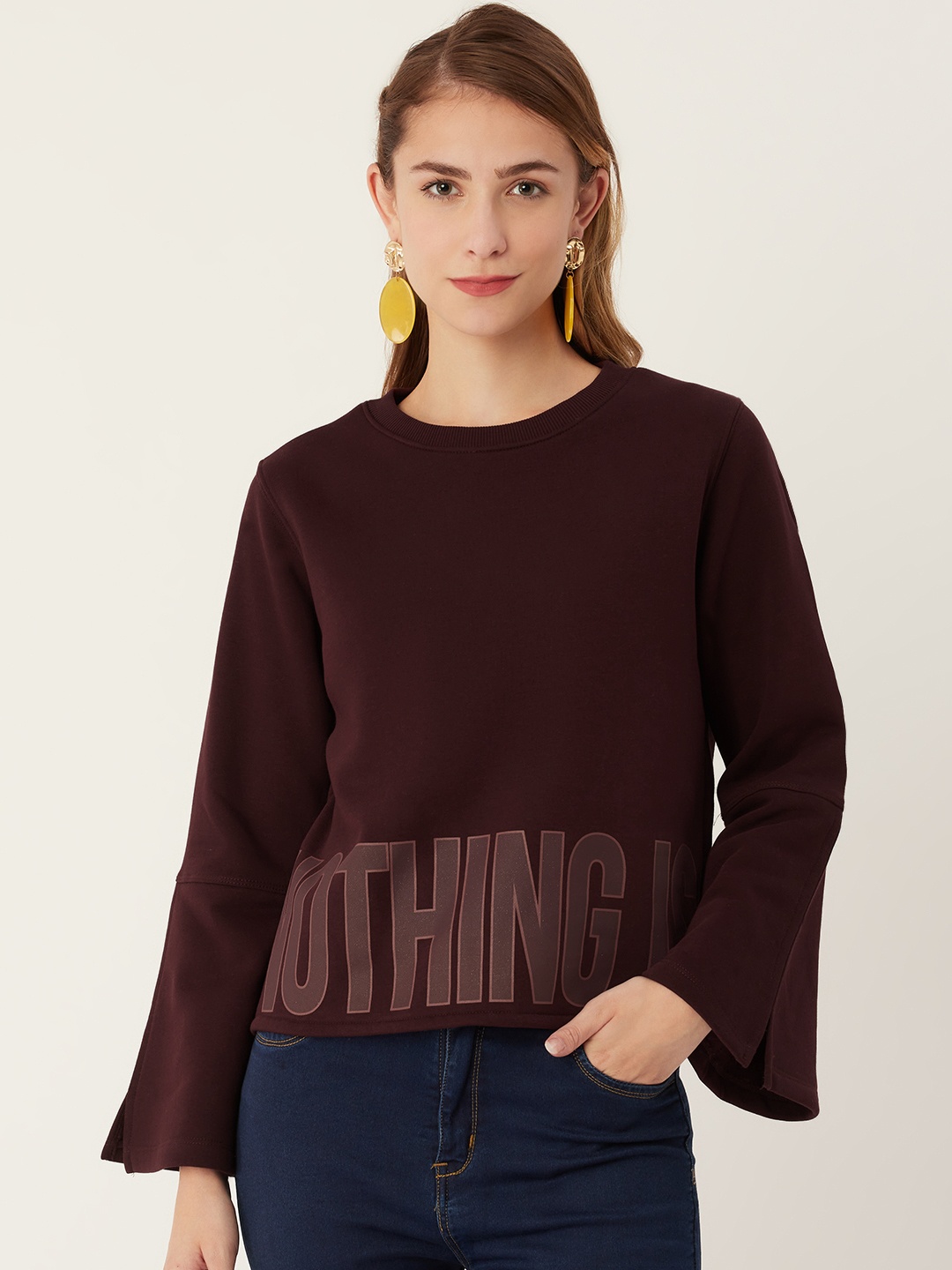 

Madame Women Burgundy Printed Sweatshirt