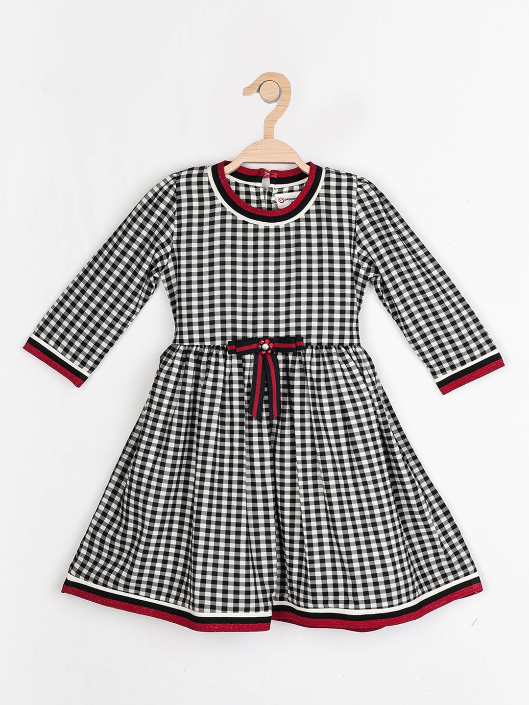 

Peppermint Black & White Checked Crepe Dress