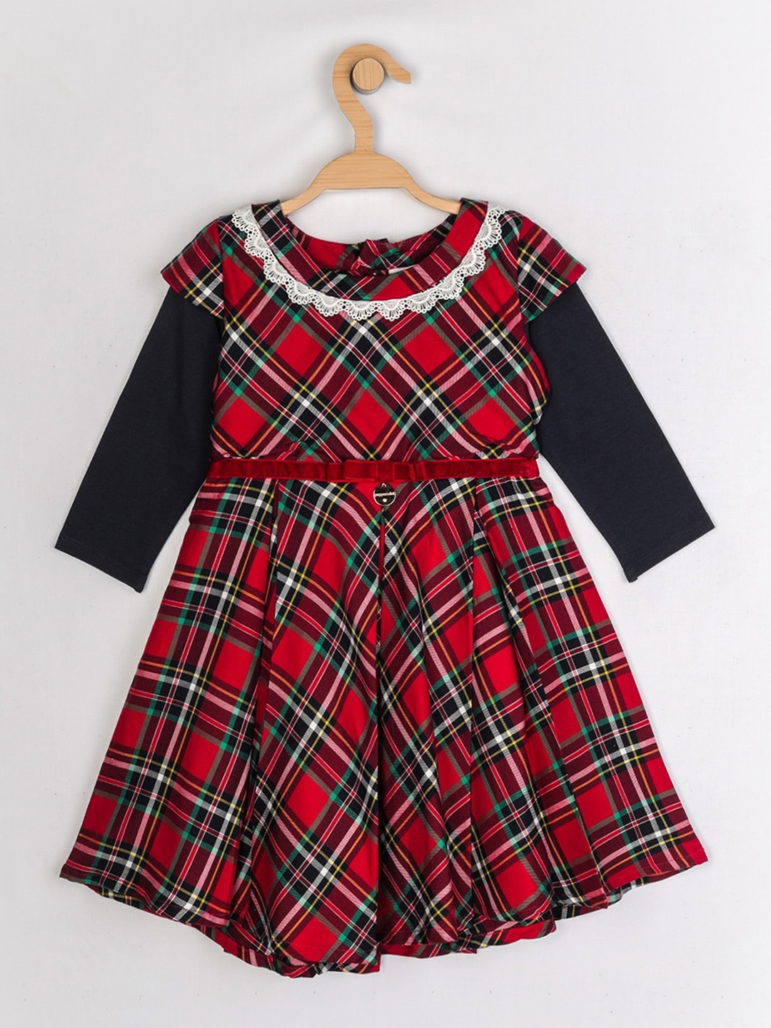 

Peppermint Red Checked Crepe Dress