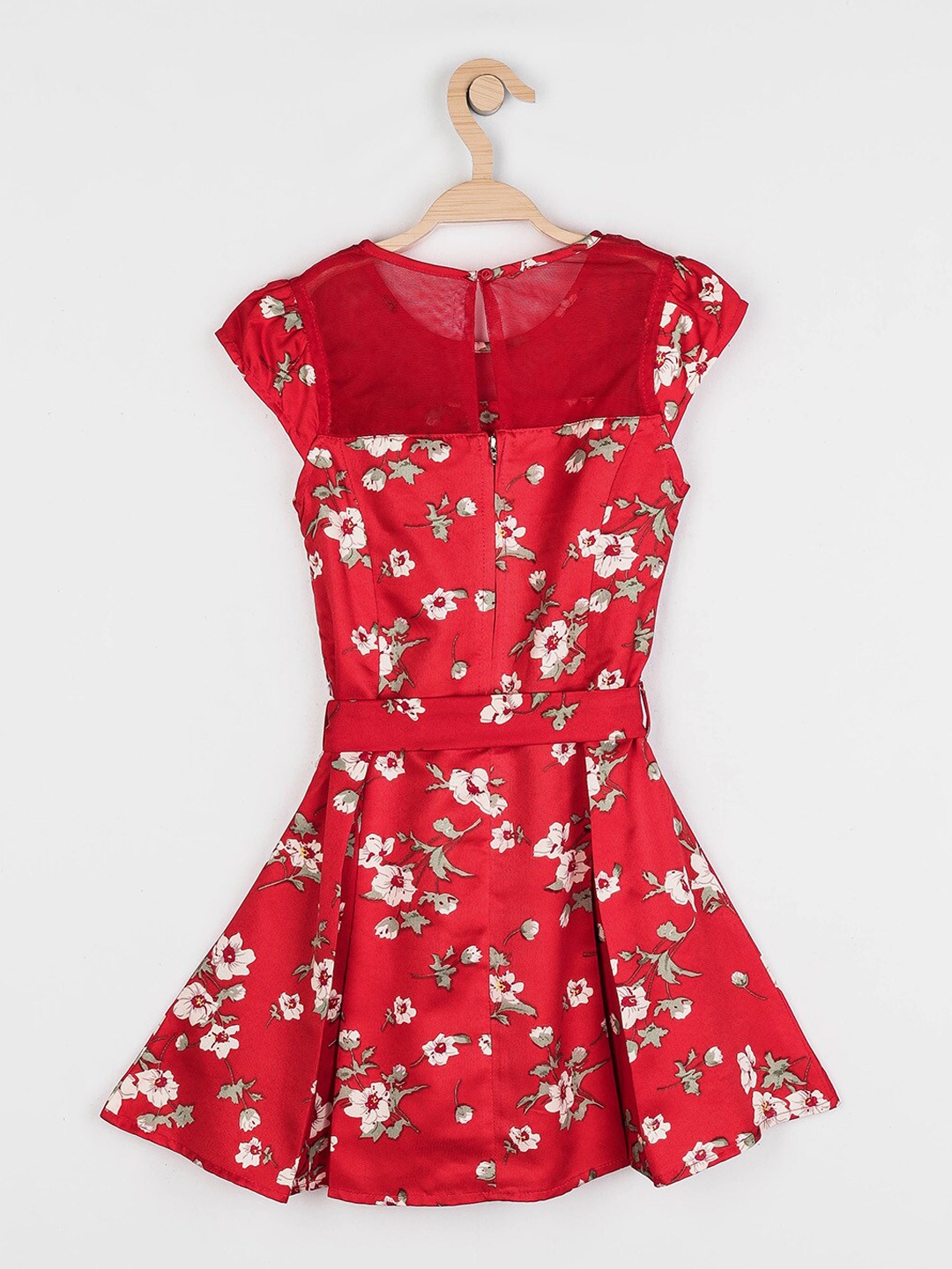 

Peppermint Red & White Floral Crepe Dress