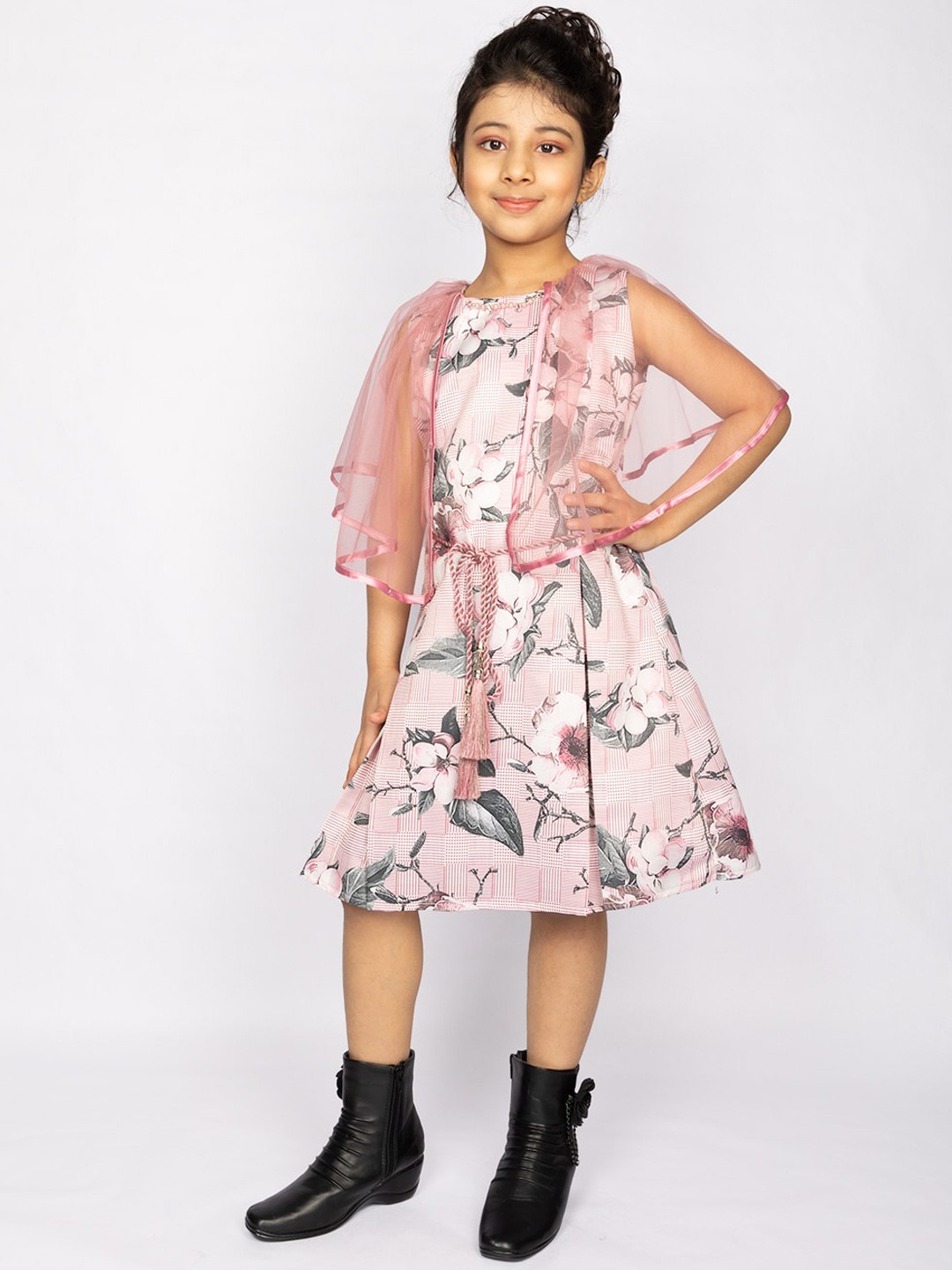 

Peppermint Girls Pink Floral Net Dress