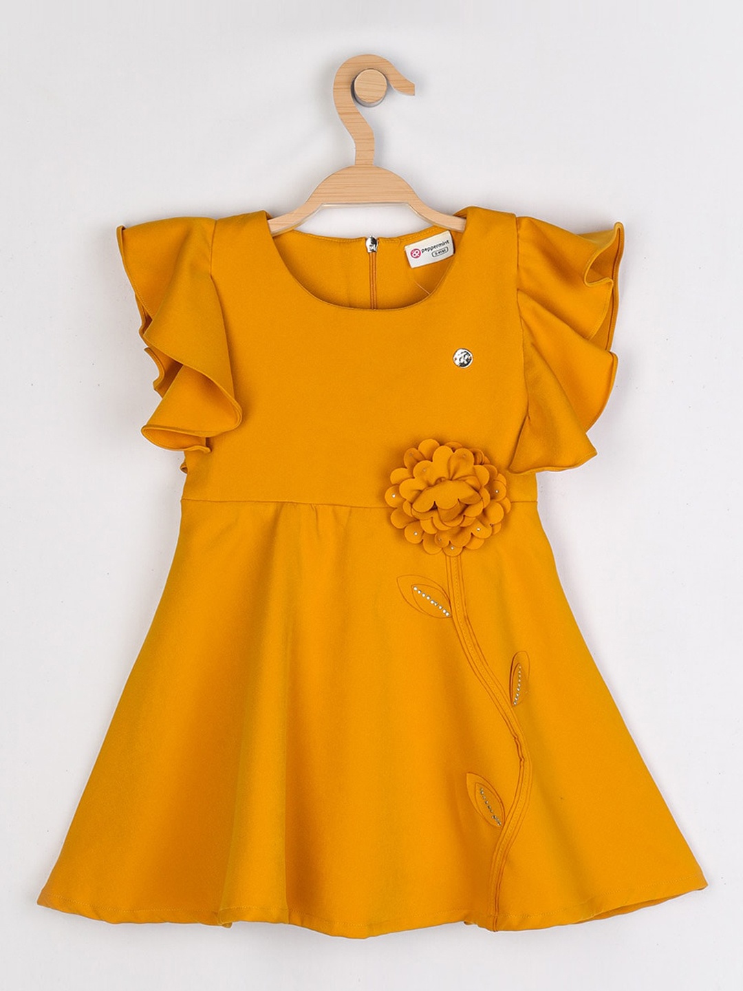 

Peppermint Mustard Yellow Applique Dress