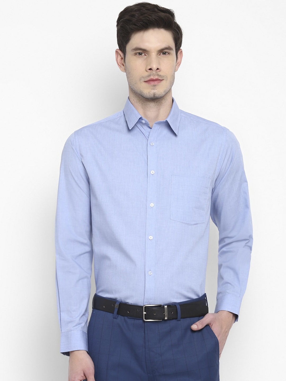 

Turtle Men Blue Solid Formal Shirt