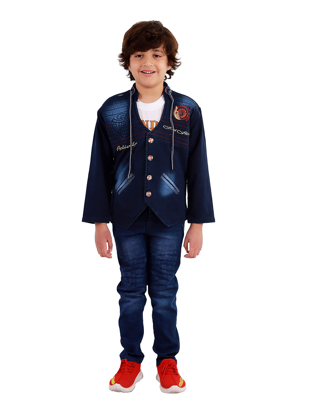 

FOURFOLDS Boys Blue Pack Of 3 Shirt with Trousers & Coat