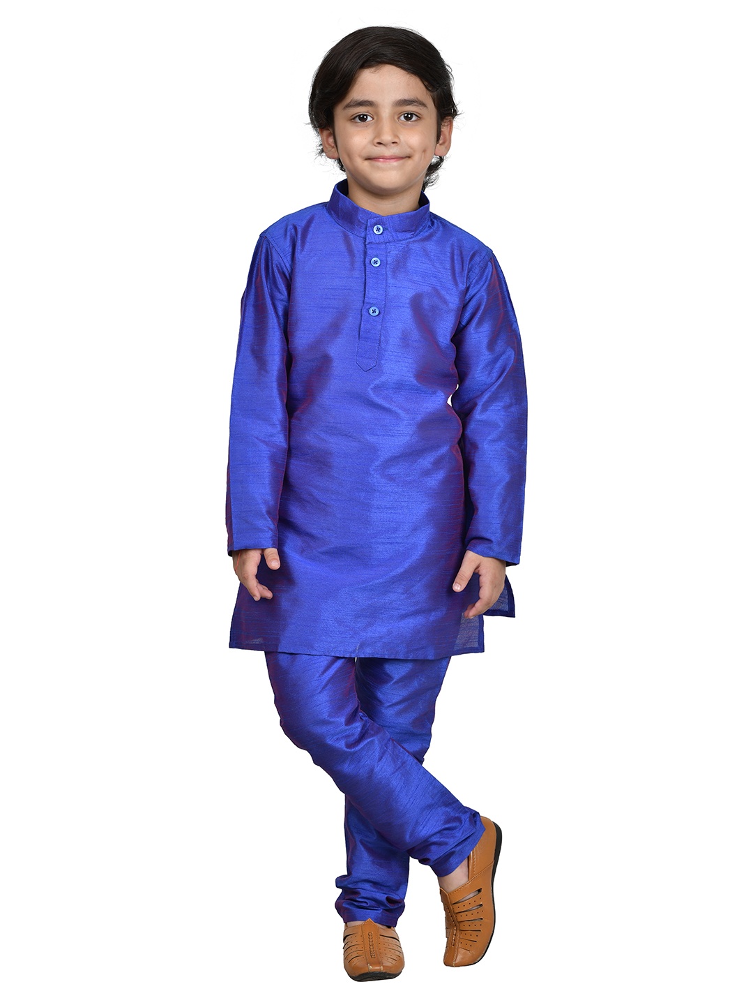 

FOURFOLDS Boys Blue Regular Kurta with Pyjamas