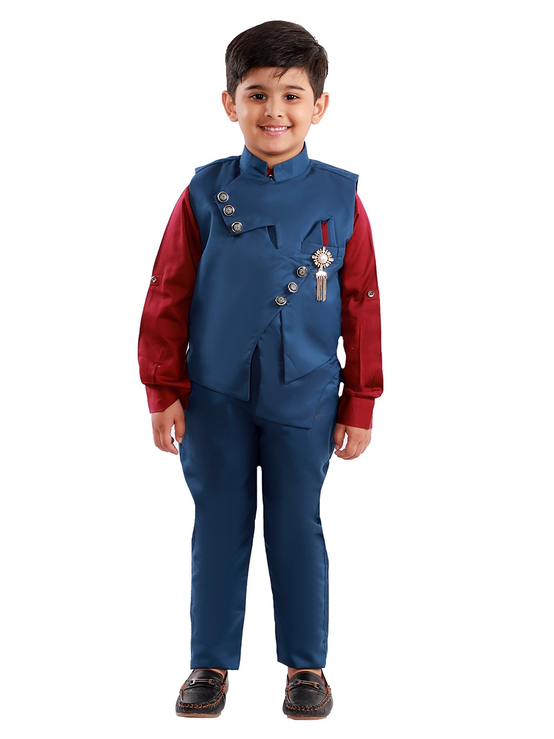 

FOURFOLDS Boys Blue & Red Shirt with Trousers