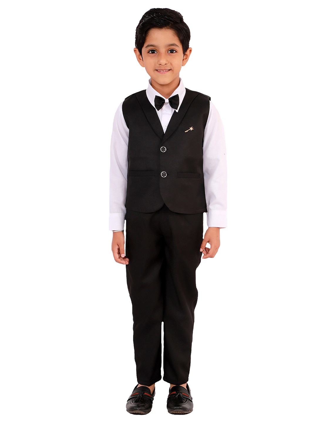 

FOURFOLDS Boys Black & White Shirt with Trousers