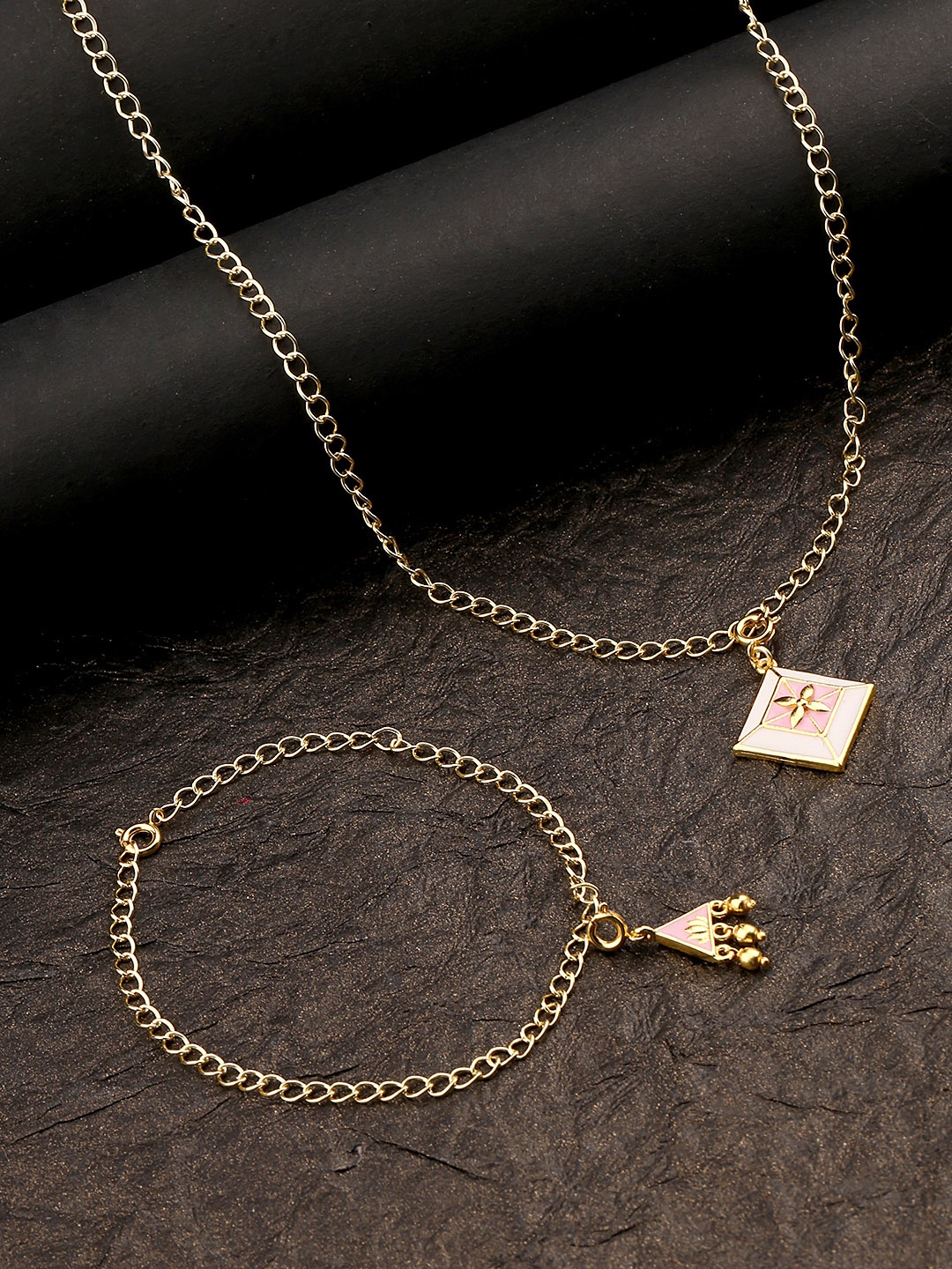 

Voylla Womens Gold-Plated & Yellow Gold Charms Pendant With Chain and Bracelets