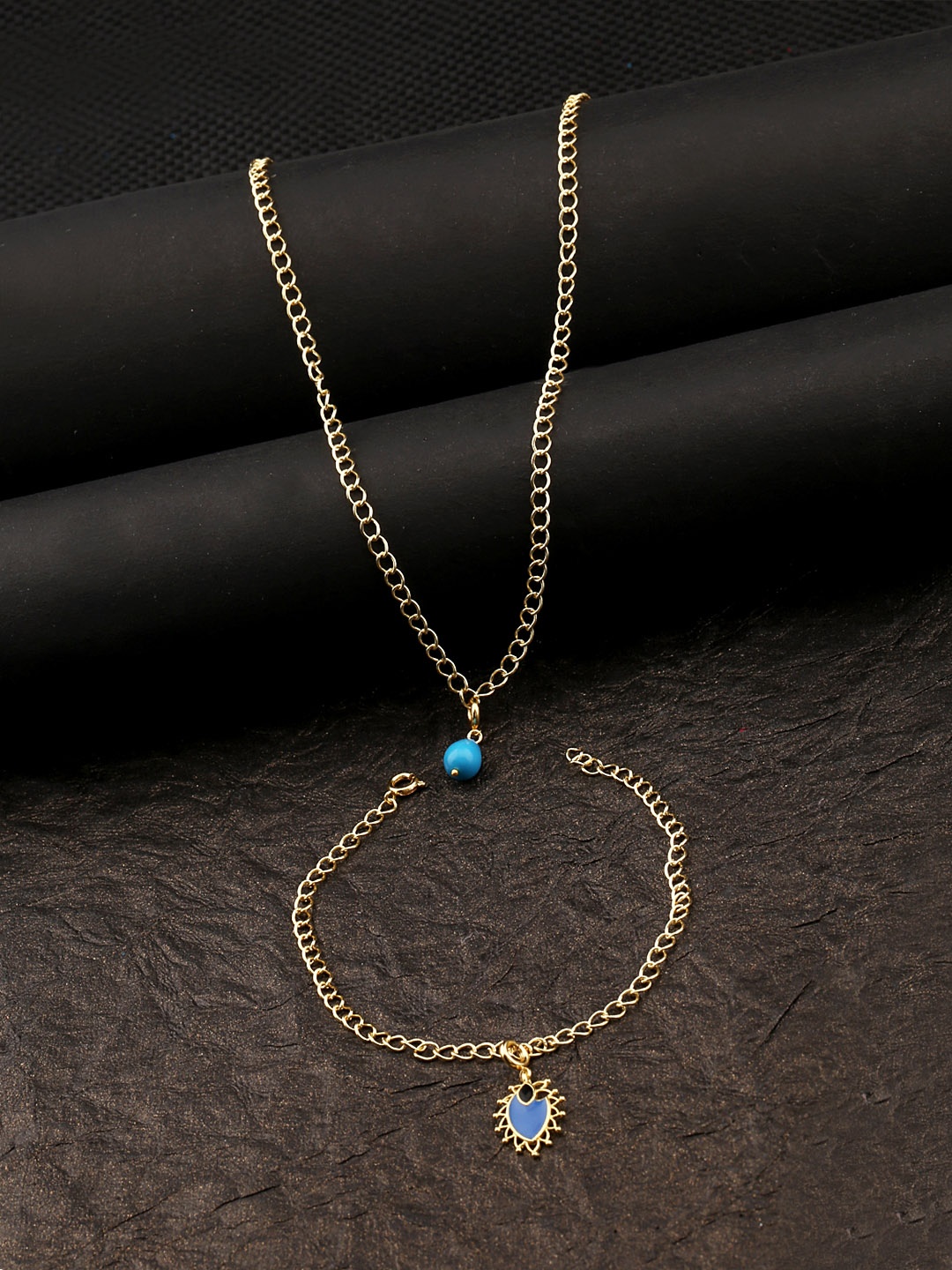 

Voylla Womens Gold-Plated & Yellow Trendy Pendant With Chain and Bracelets