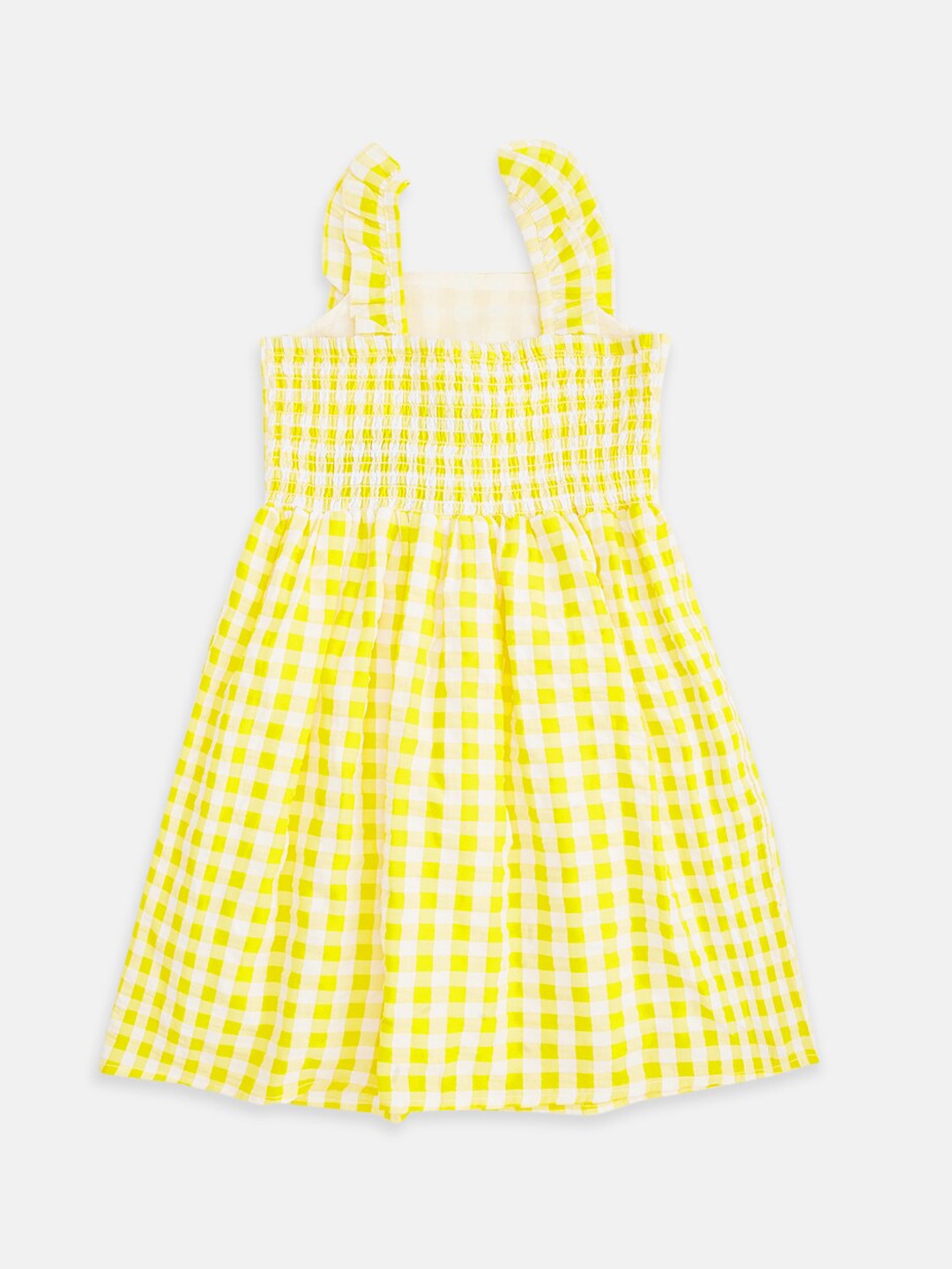 

Pantaloons Junior Girls Yellow & White Checked Dress