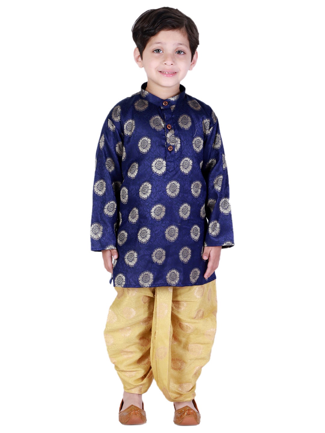 

Superminis Boys Blue & Beige Woven Design Kurta with Dhoti Pants