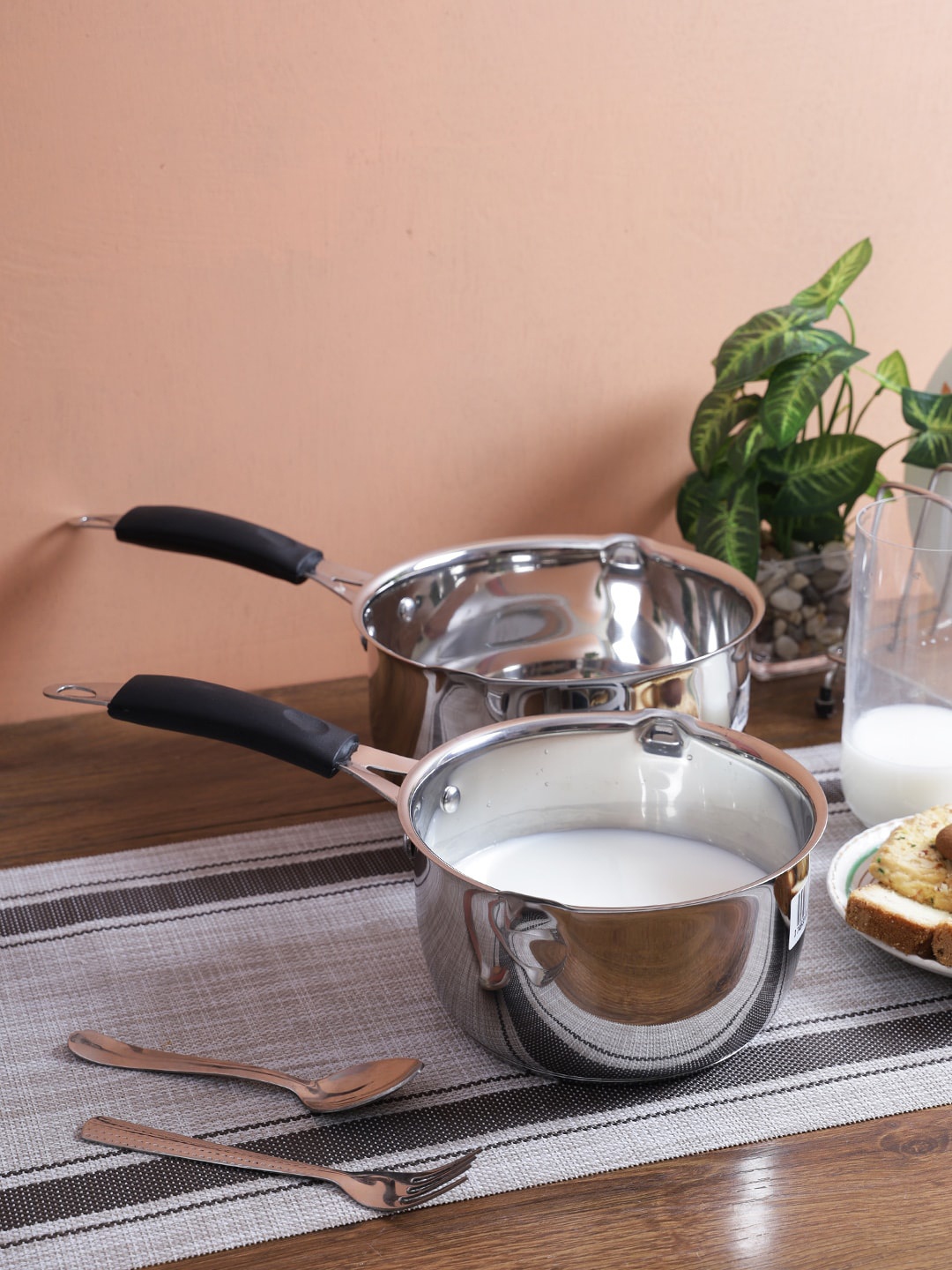 

AURUM Set Of 2 Silver-Toned Stainless Steel Stew Pan