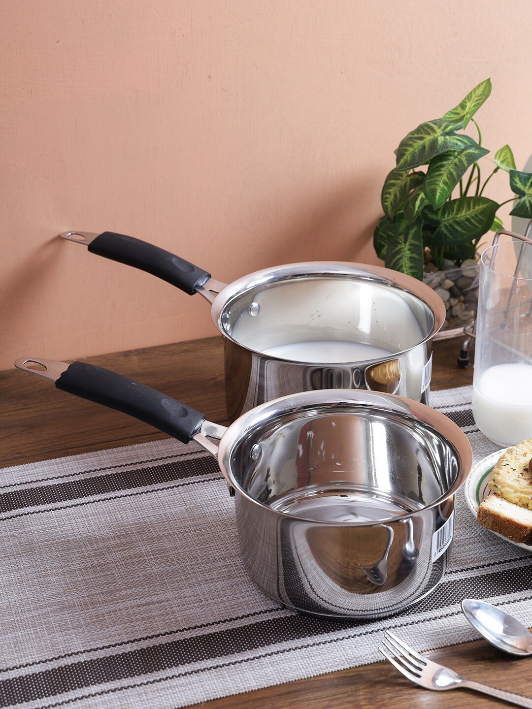 

AURUM Set Of 2 Silver-Toned Stainless Steel Stew Pan