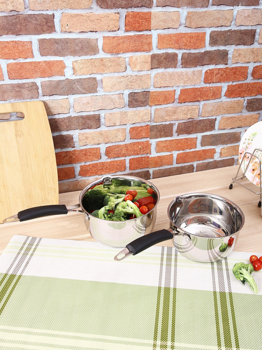 

AURUM Set Of 2 Silver-Toned Stainless Steel Stew Pan