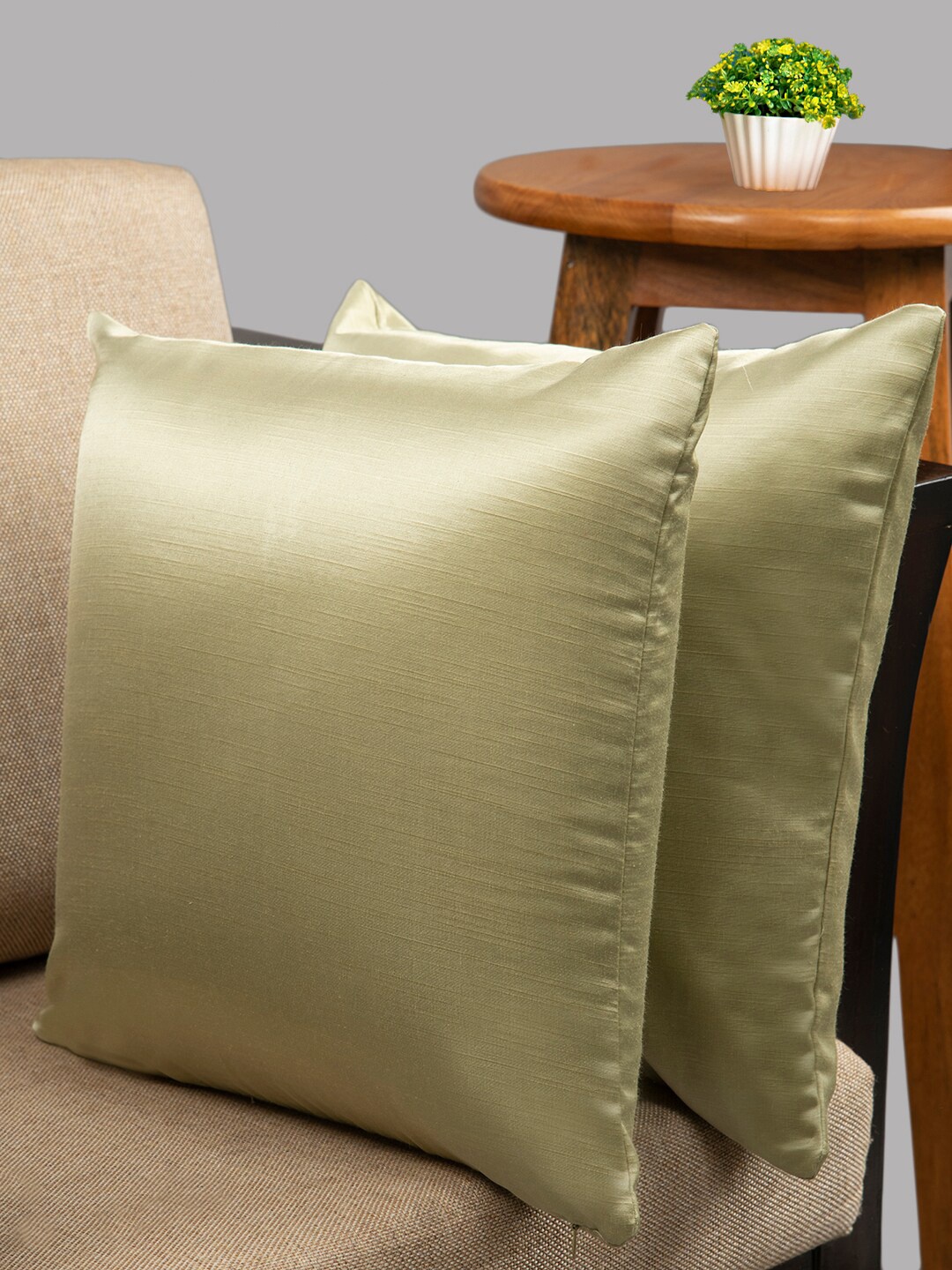 

HOUZZCODE Set Of 2 Green Square Cushion Covers