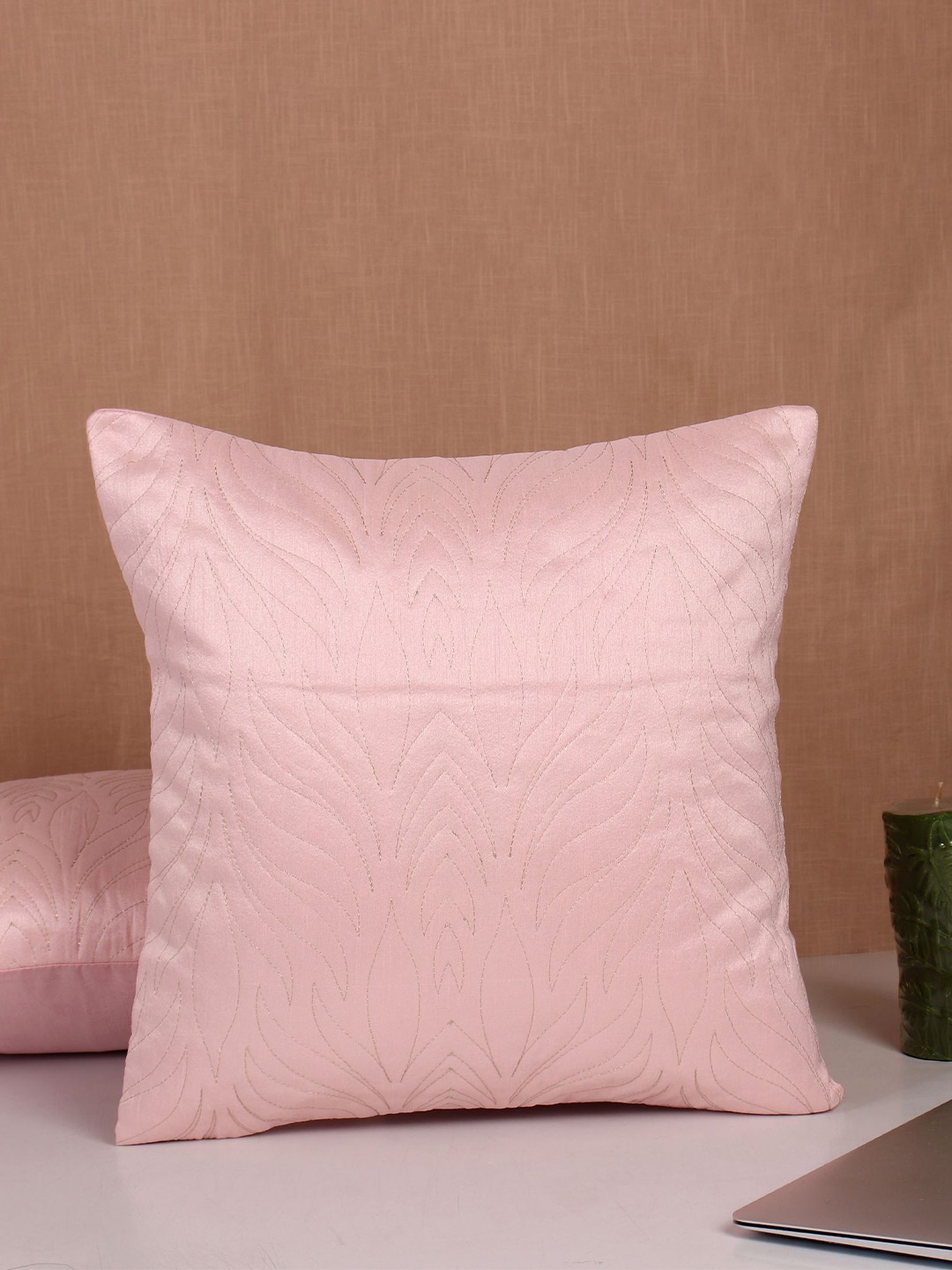 

Molcha Set Of 5 Pink Quilted Square Cushion Covers