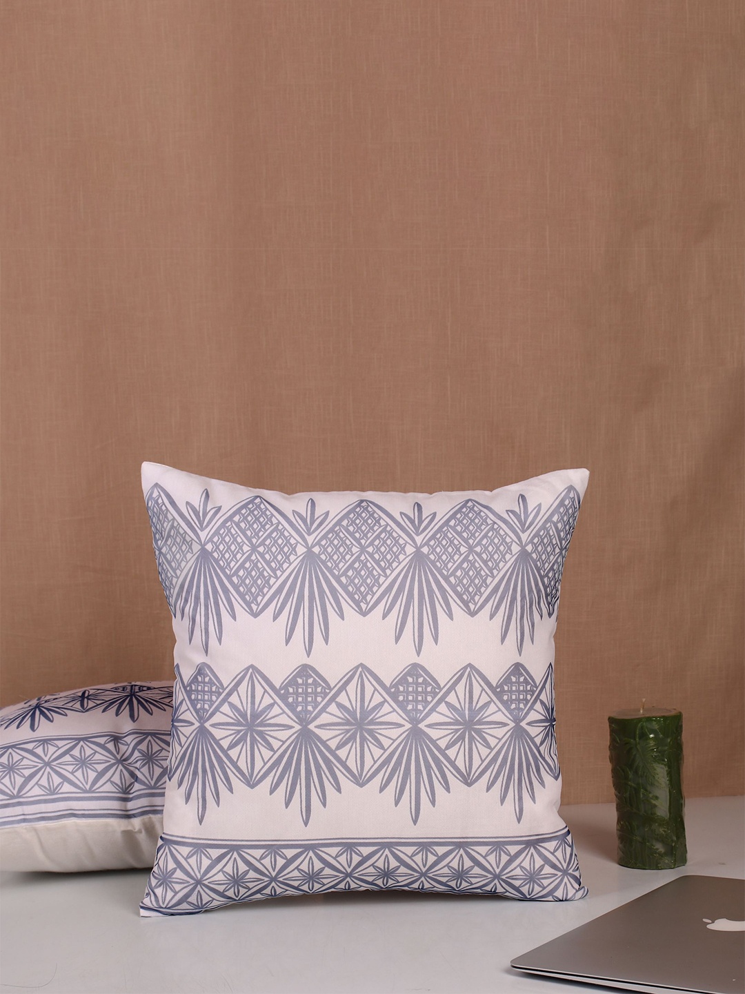 

Molcha Set Of 5 Grey Floral Printed Square Cushion Covers