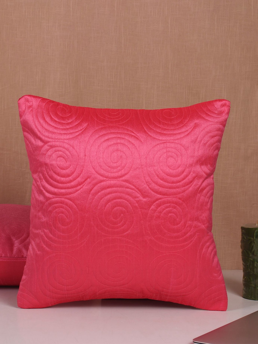

Molcha Set of 5 Pink Quilted Square Cushion Covers