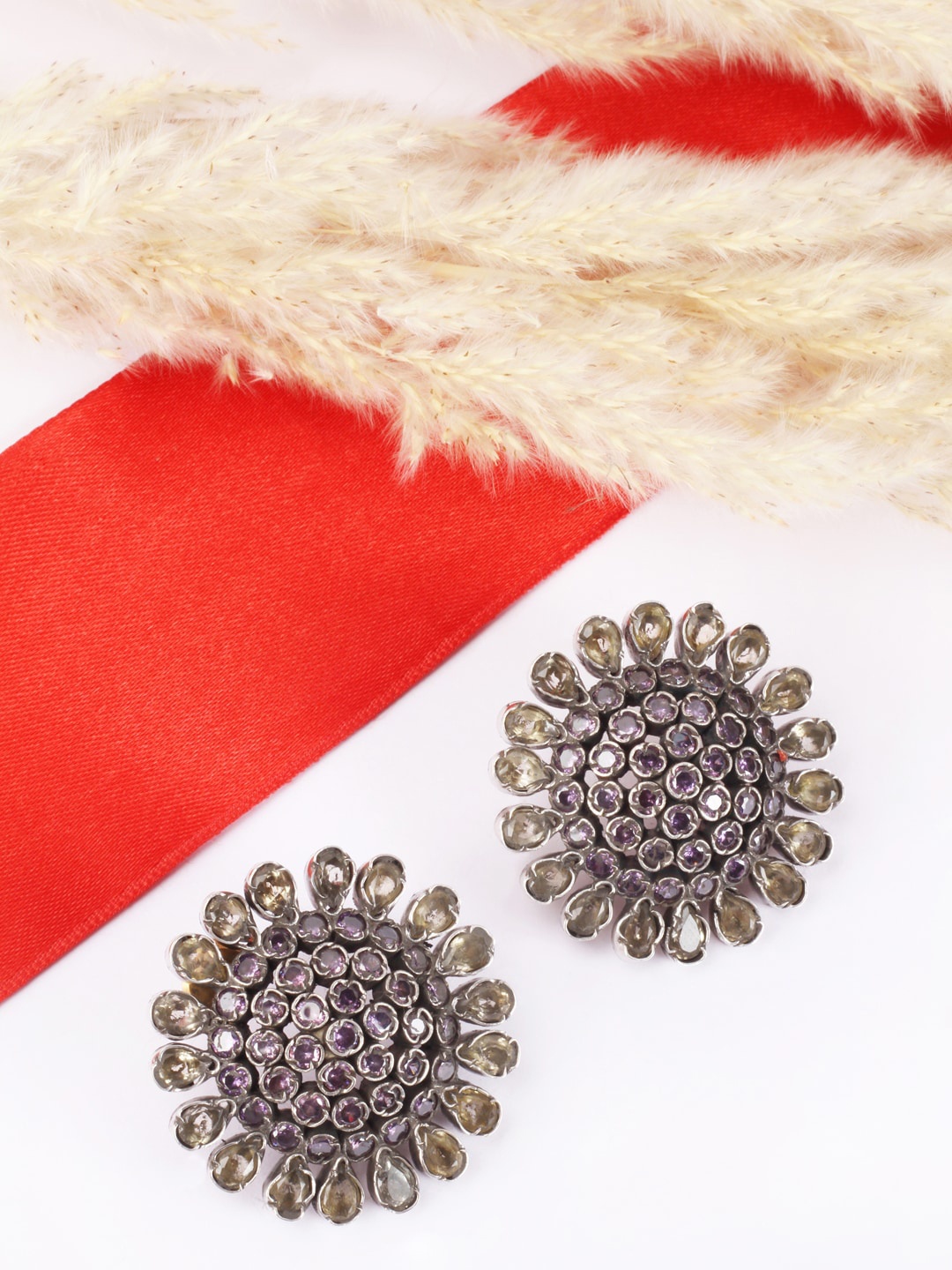 

SANGEETA BOOCHRA Woman Silver-Toned Contemporary Studs Earrings