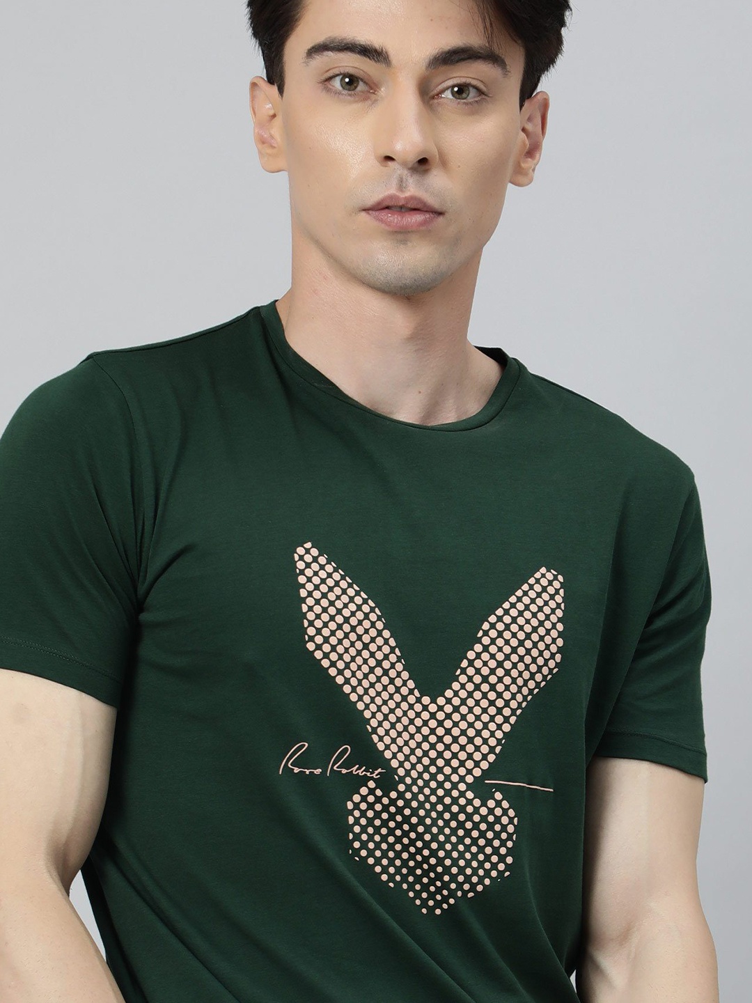 

RARE RABBIT Men Mpopla Printed Slim Fit T-Shirt, Green