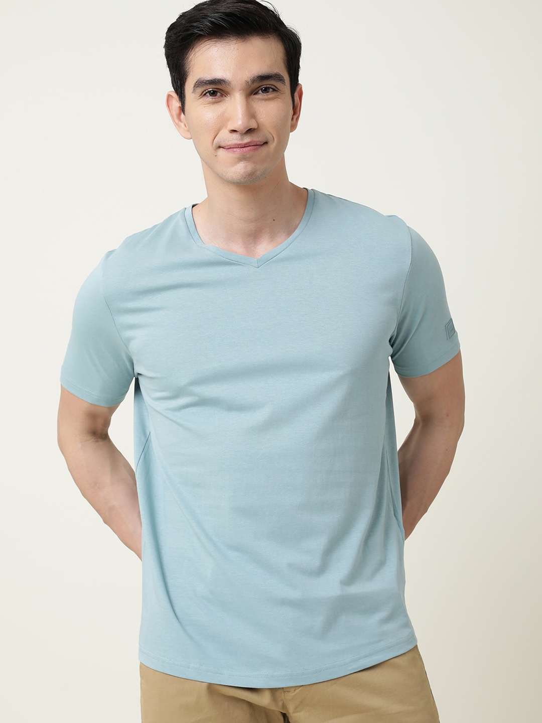 

RARE RABBIT Men Entre V-Neck Slim Fit T-Shirt, Blue