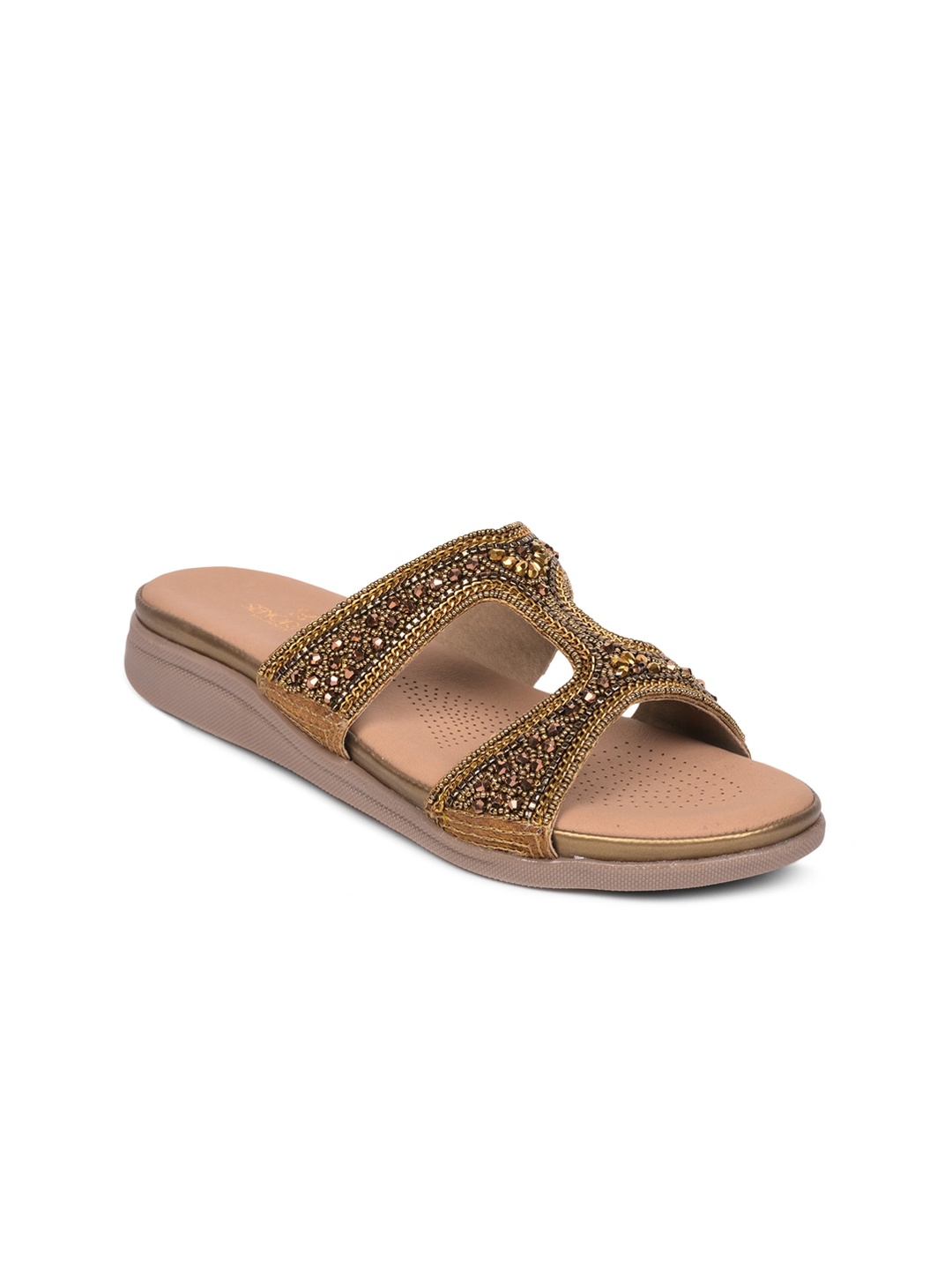 

Liberty Women Gold-Toned Embellished PU Comfort Heels