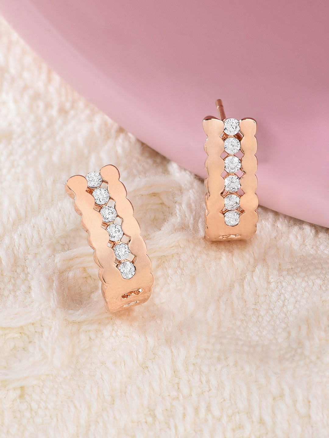 

AMI Rose Gold Contemporary Studs Earrings