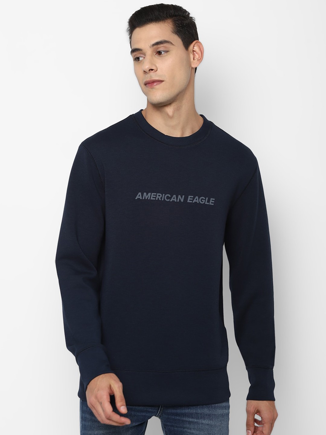 

AMERICAN EAGLE OUTFITTERS Men Navy Blue Pullover Sweatshirt