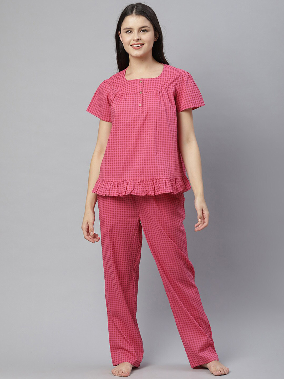 

HERE&NOW Women Pink Printed Night suit