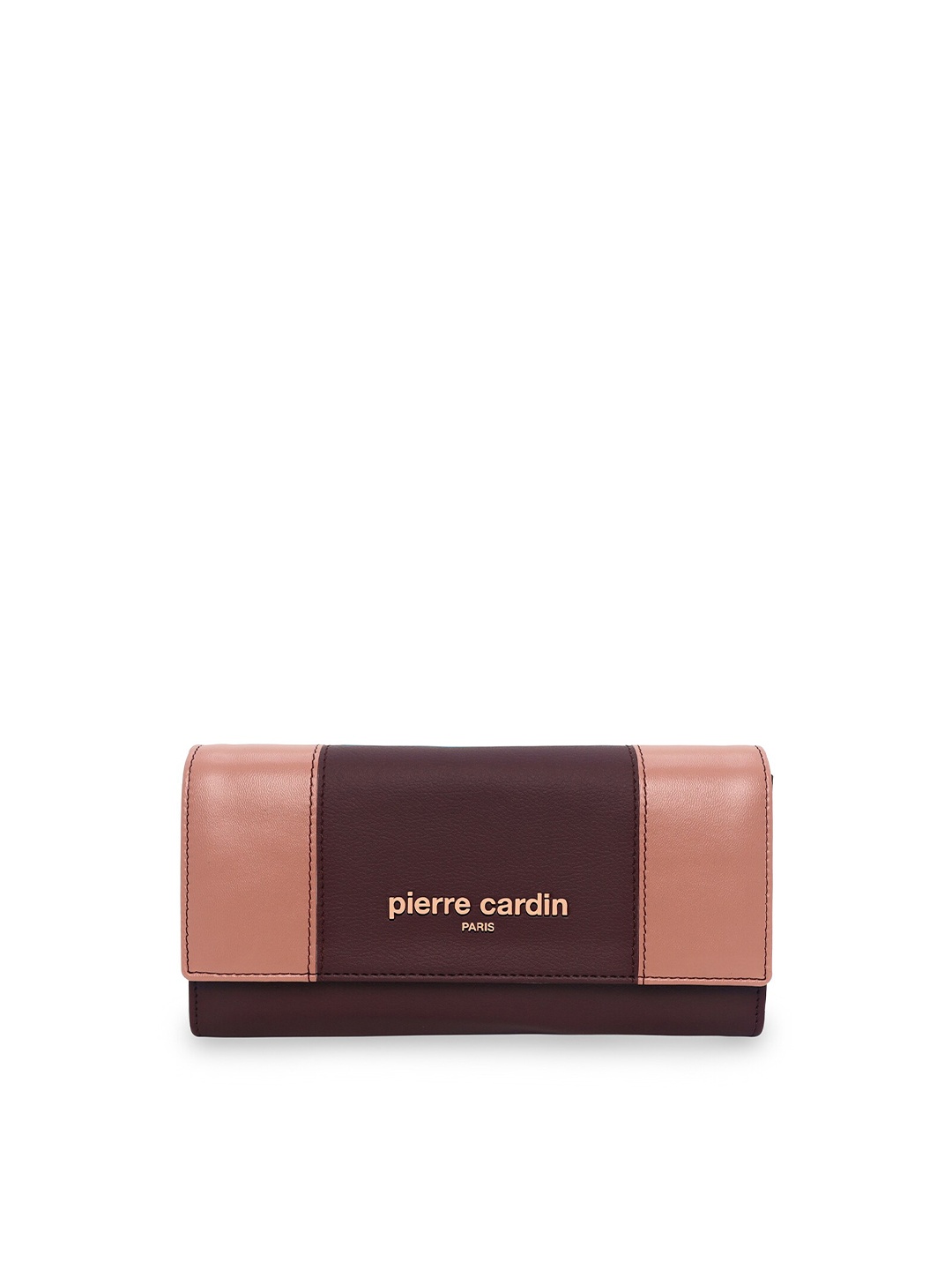 

pierre cardin Women Peach & Brown Colourblocked PU Two Fold Wallet