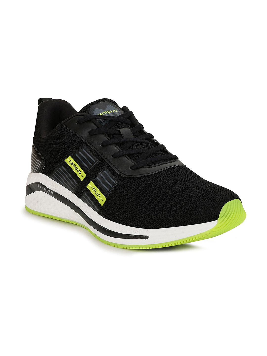 

Campus Men Black Mesh High-Top Running Plateue Shoes