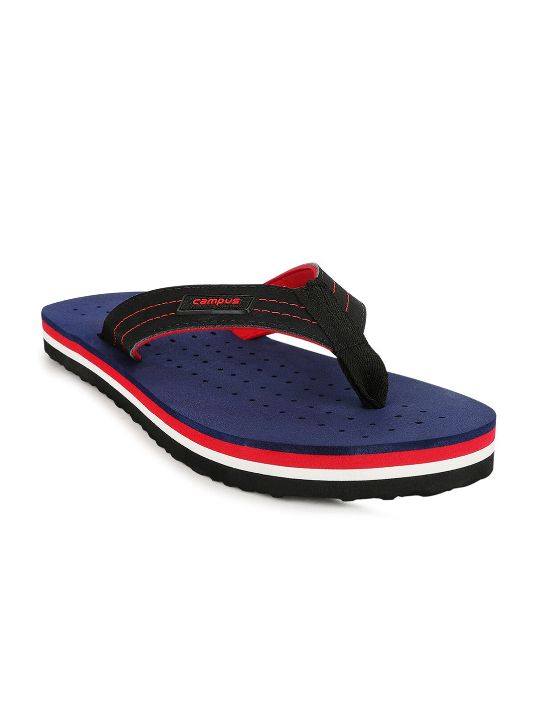 

Campus Men Black & Red Casual Thong Flip Flops