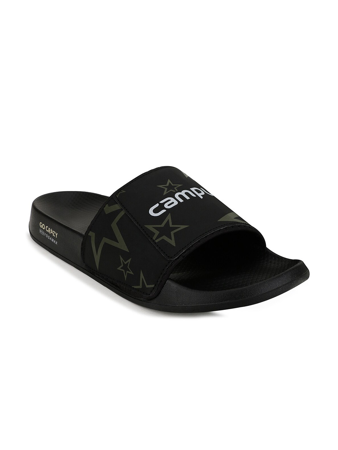 

Campus Men Black & White Printed Sliders