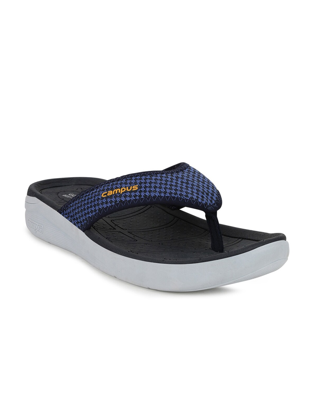 

Campus Men Navy Blue & Black Textured Thong Flip-Flops