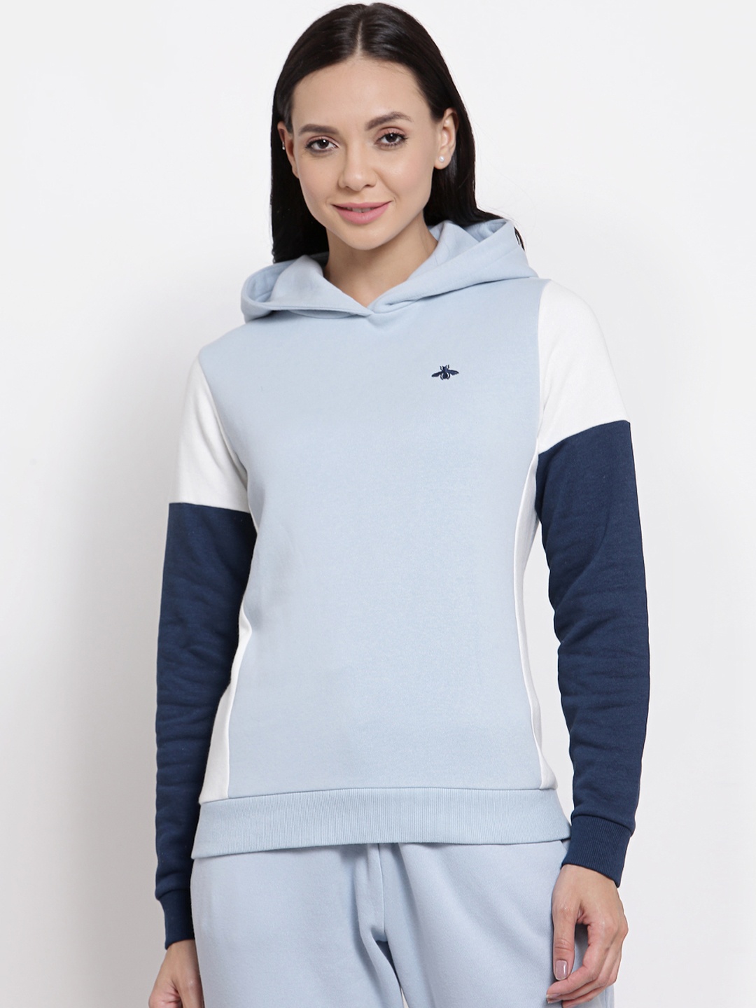 

Mode by Red Tape Women Blue Colourblocked Hooded Sweatshirt