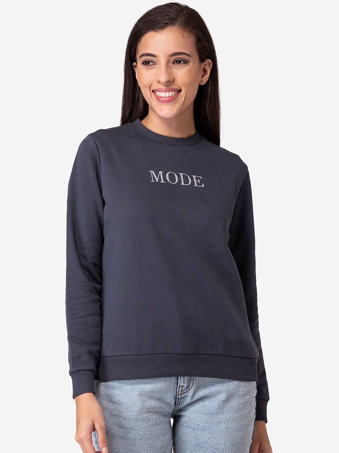 

Mode by Red Tape Women Grey Printed Sweatshirt