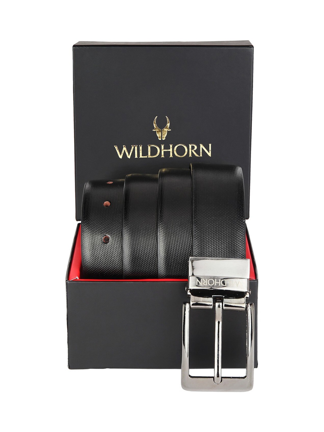 

WILDHORN Men Black & Brown Reversible Formal Leather Belt