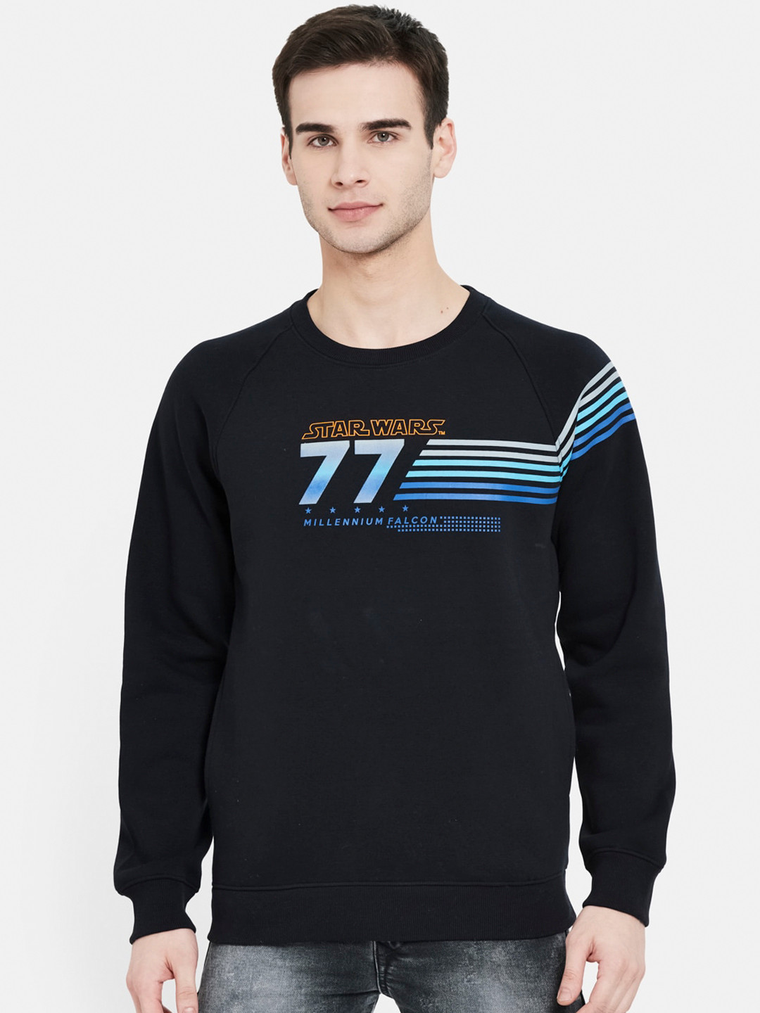 

Octave Men Navy Blue Star Wars Printed Sweatshirt