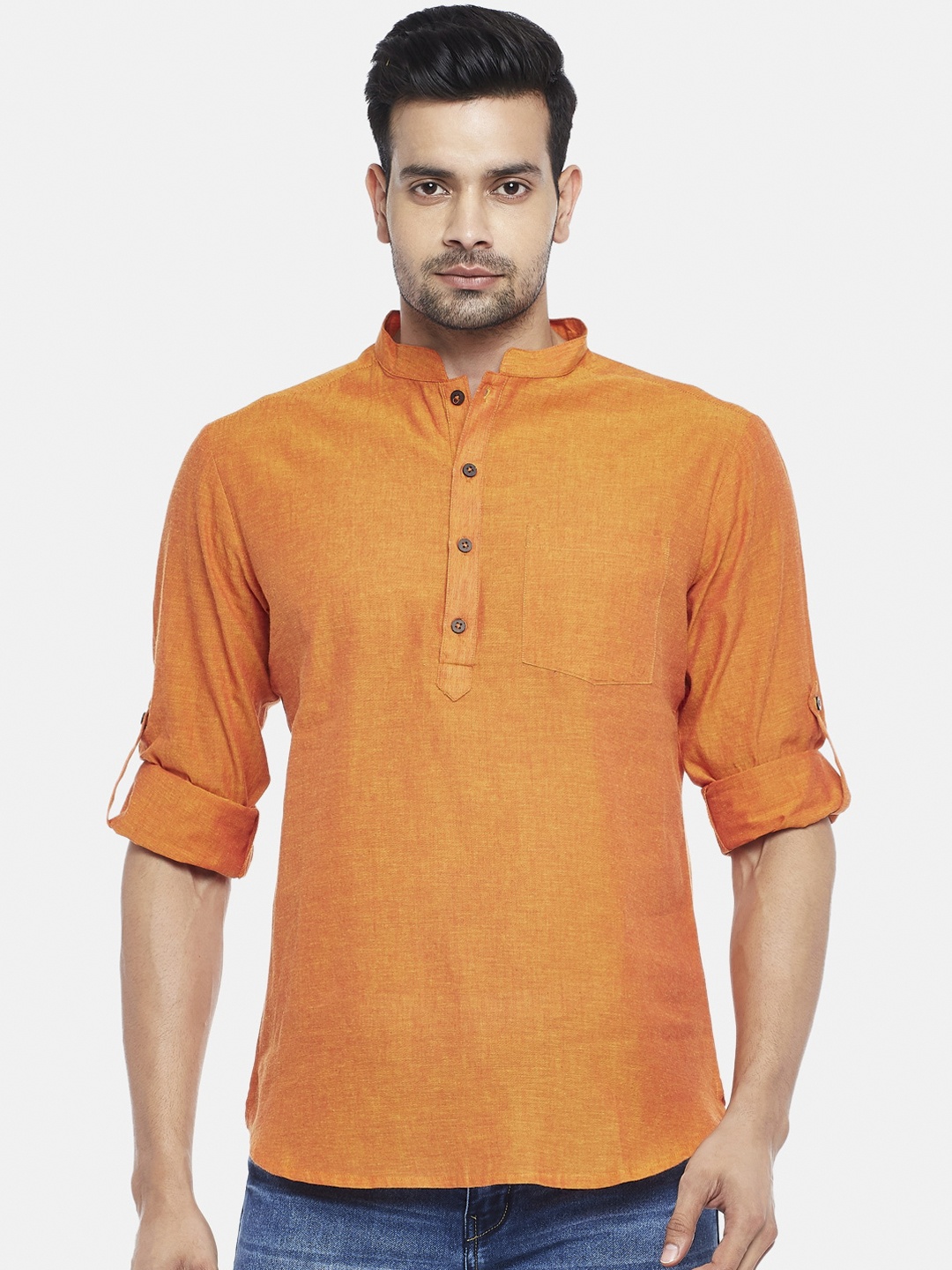 

indus route by Pantaloons Men Rust Thread Work Pathani Kurta