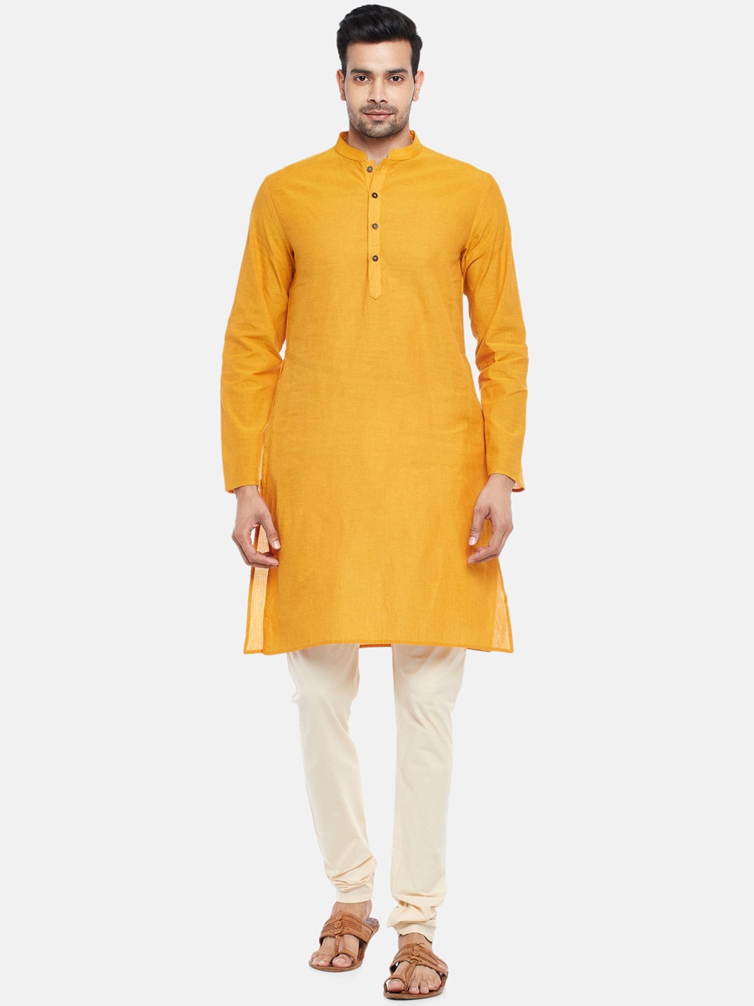 

indus route by Pantaloons Men Mustard Yellow Kurta