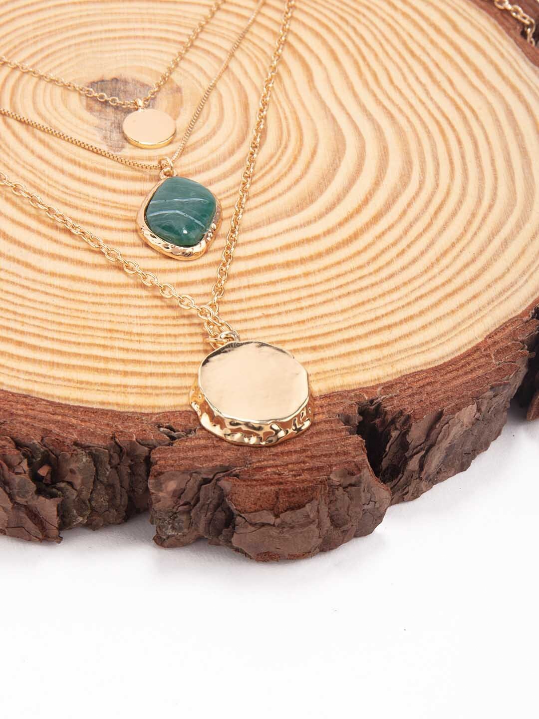 

Lilly & sparkle Gold-Toned & Green Gold-Plated Layered Necklace