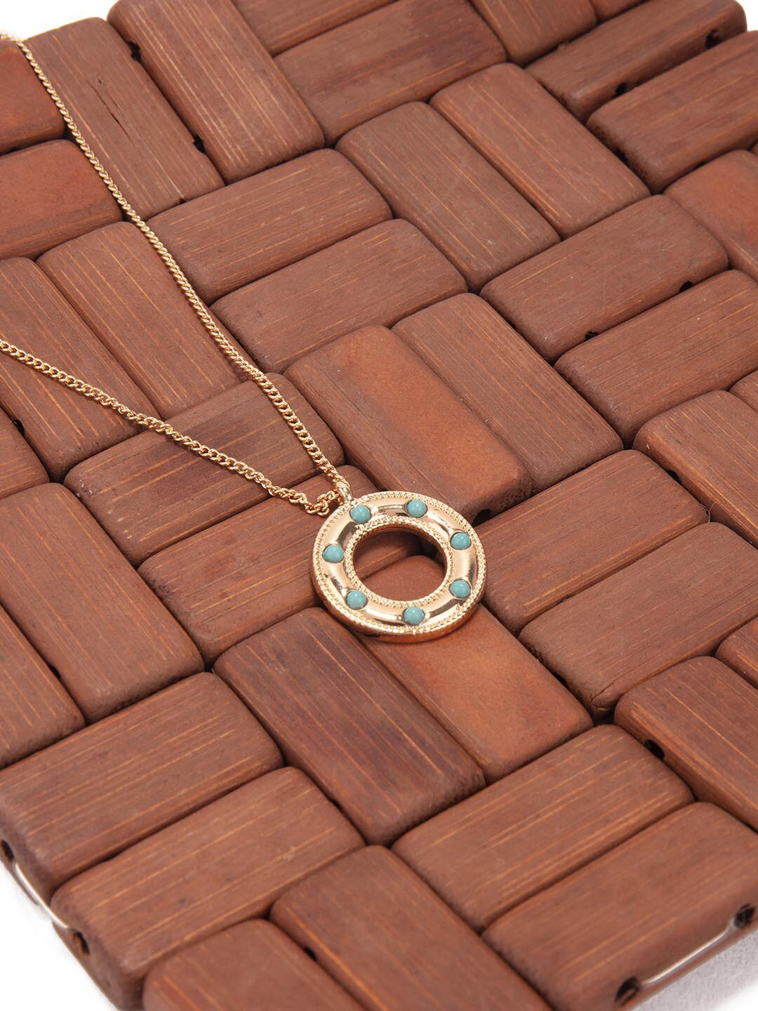 

Lilly & sparkle Gold-Toned & Green Disc Charm Necklace