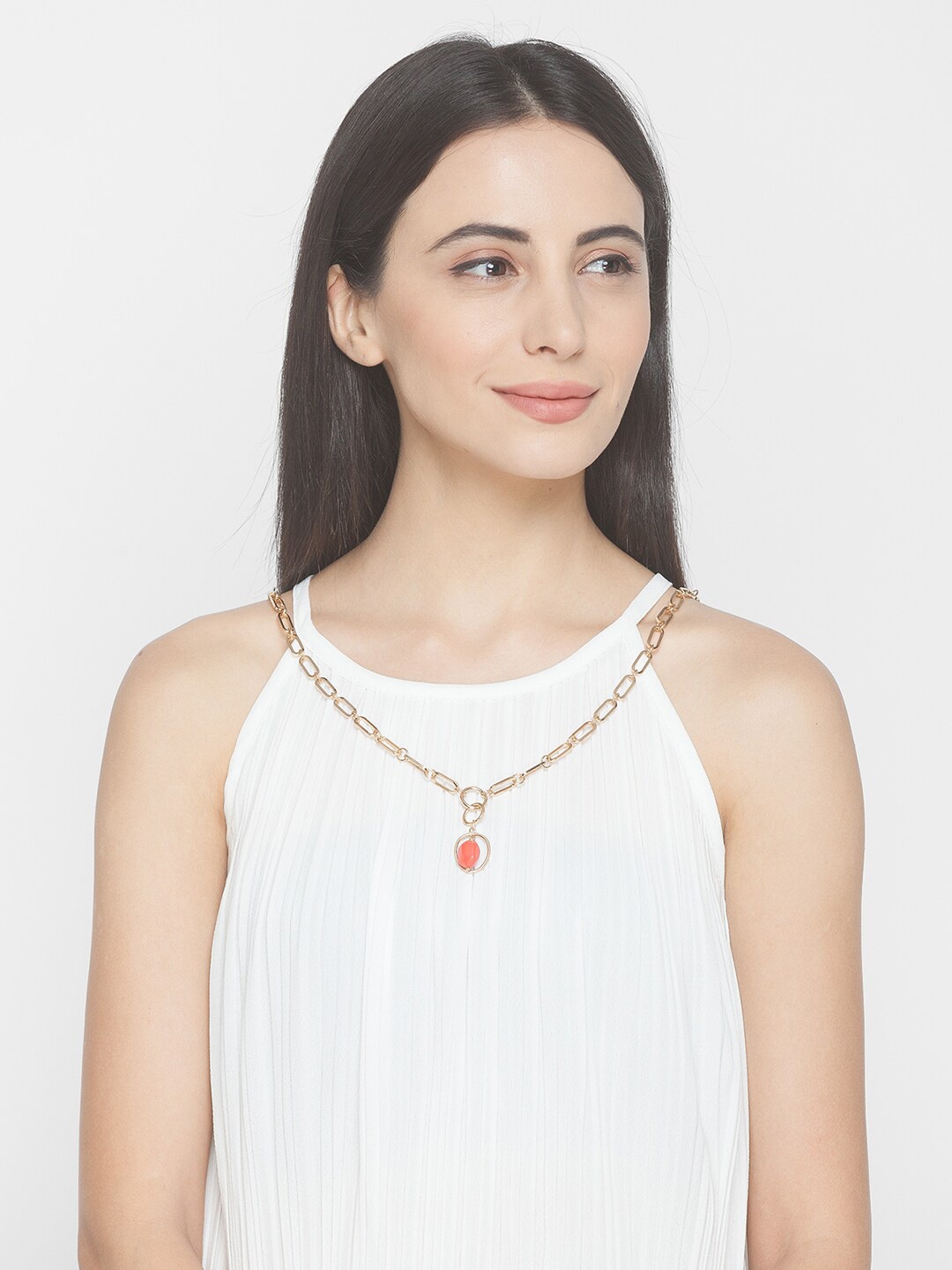 

Lilly & sparkle Gold-Toned & Red Gold-Plated Necklace