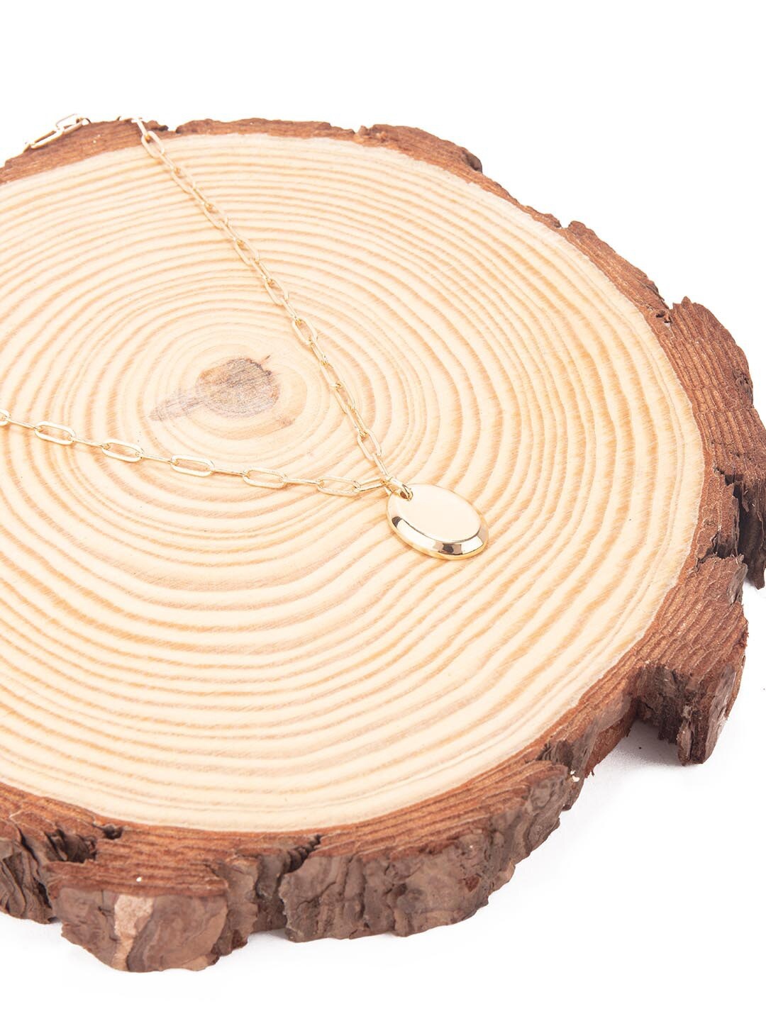 

Lilly & sparkle Gold-Toned Oval Shaped Pendant & Necklace