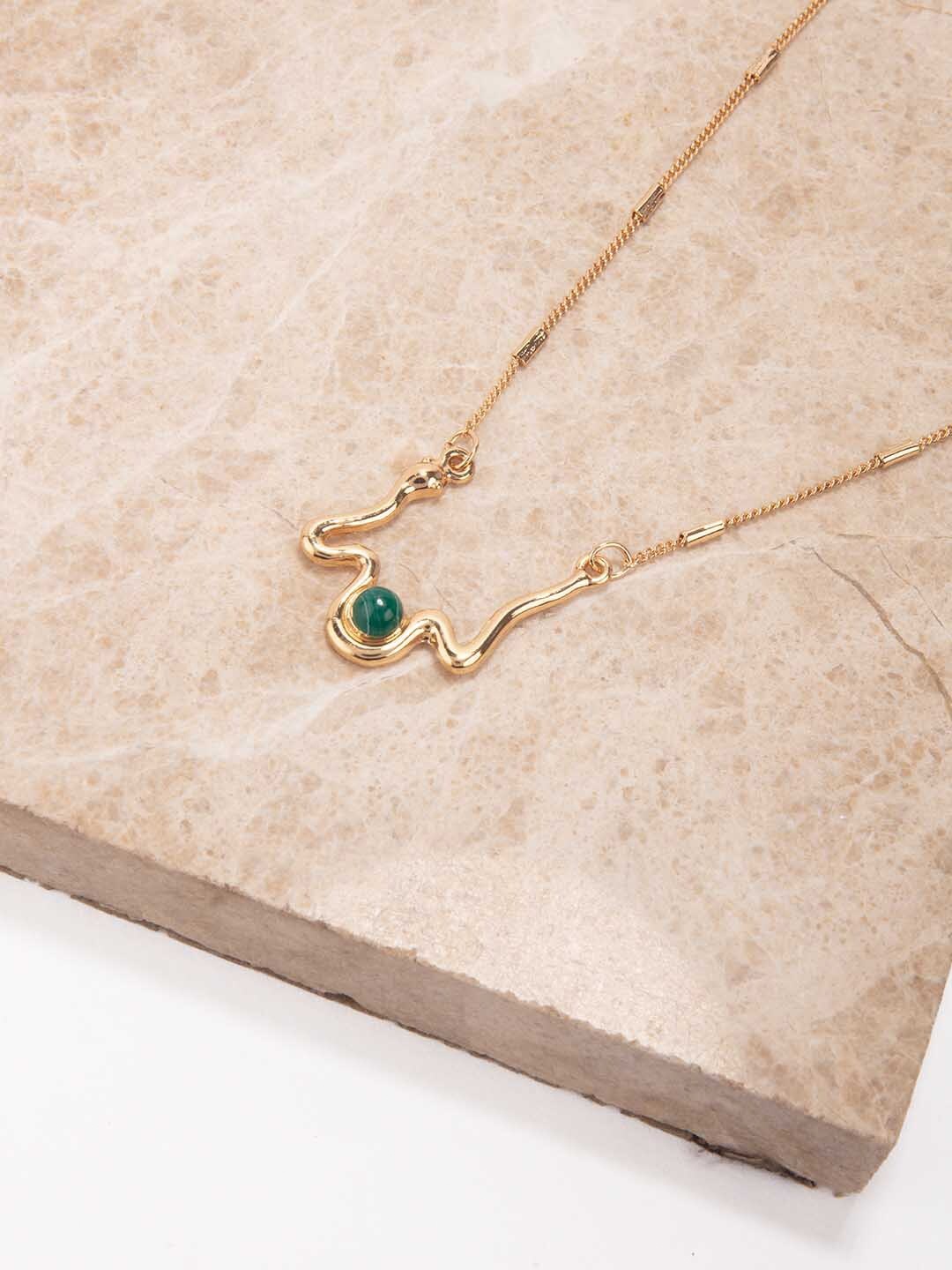 

Lilly & sparkle Gold-Toned & Green Beaded Gold-Plated Necklace