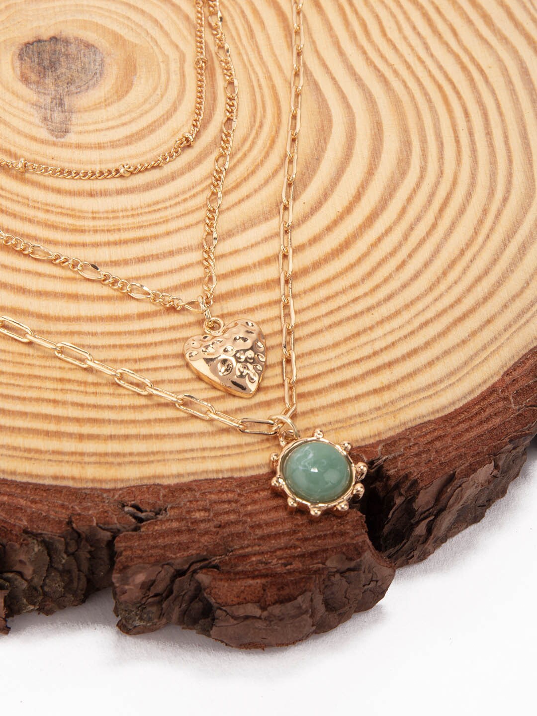 

Lilly & sparkle Women Green & Gold-Plated Beaded Layered Necklace
