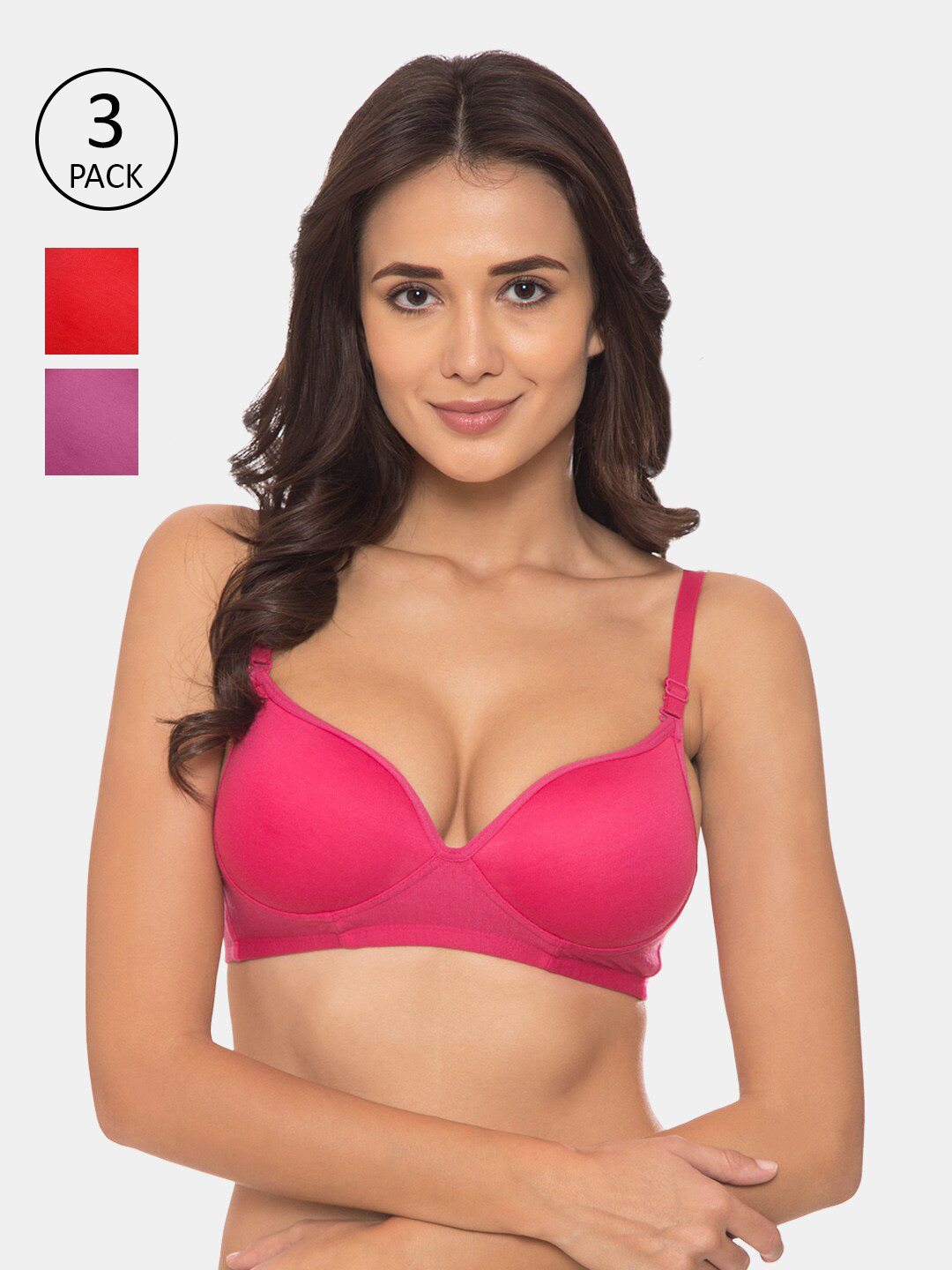 

KOMLI Pink & Red T-shirt Bra - Heavily Padded