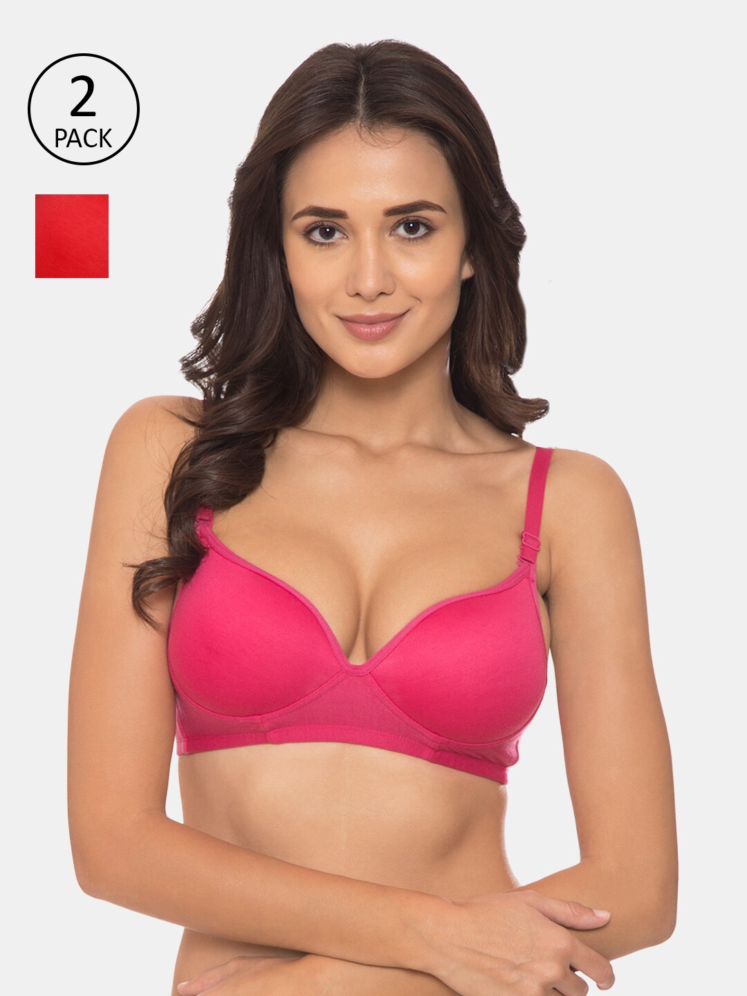 

KOMLI Pack Of 2 T-shirt Bra Heavily Padded K-918-DPK-2PC, Pink